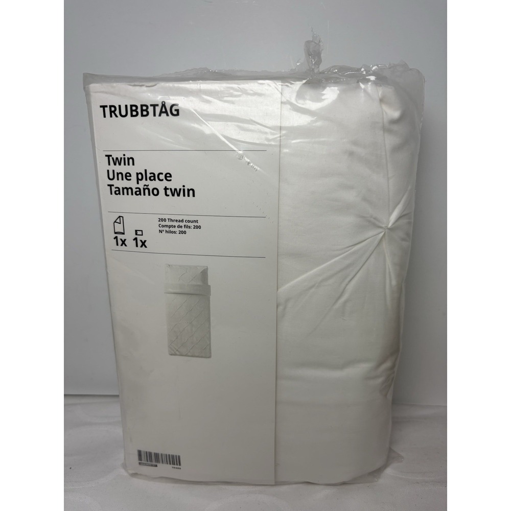 Ikea TRUBBTAG Twin Duvet Cover w/1 Pillowcases Bed Set White - New 64x86"